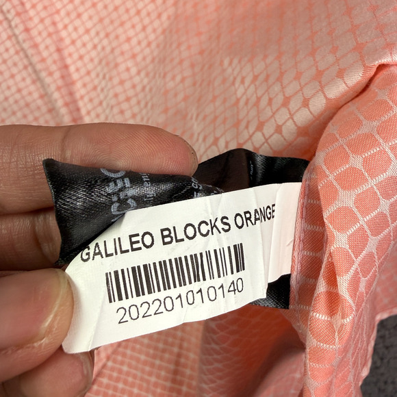 Maceoo Button Shirt Mens 6 2XL Galileo Blocks Orange Flip Cuff Italian Jacquard - Picture 5 of 9